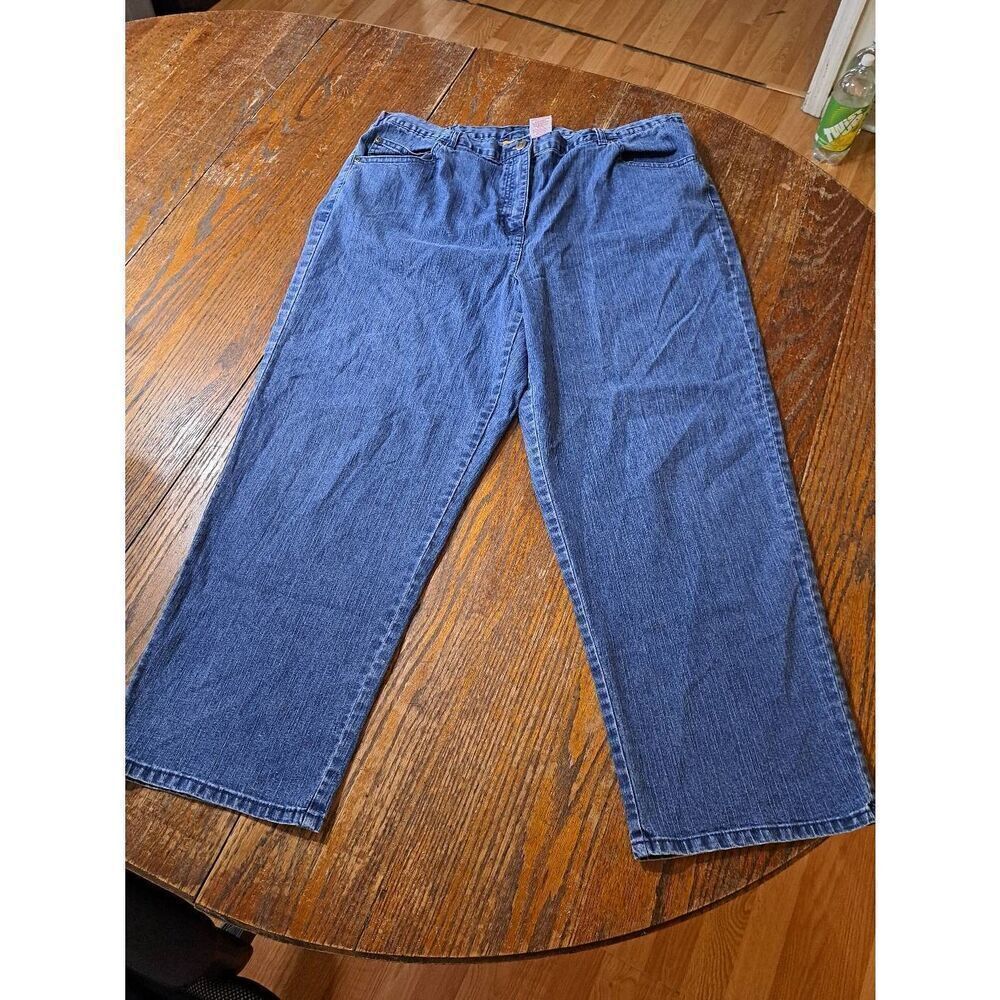 16W Ruby Rd Denim Blue Jean Cropped Ankle Casual Pants Elastic Pockets